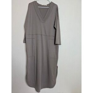 Three Birds Nest Womens Gray Tunic Midi Dress S Oversized Casual Boho Lagenlook